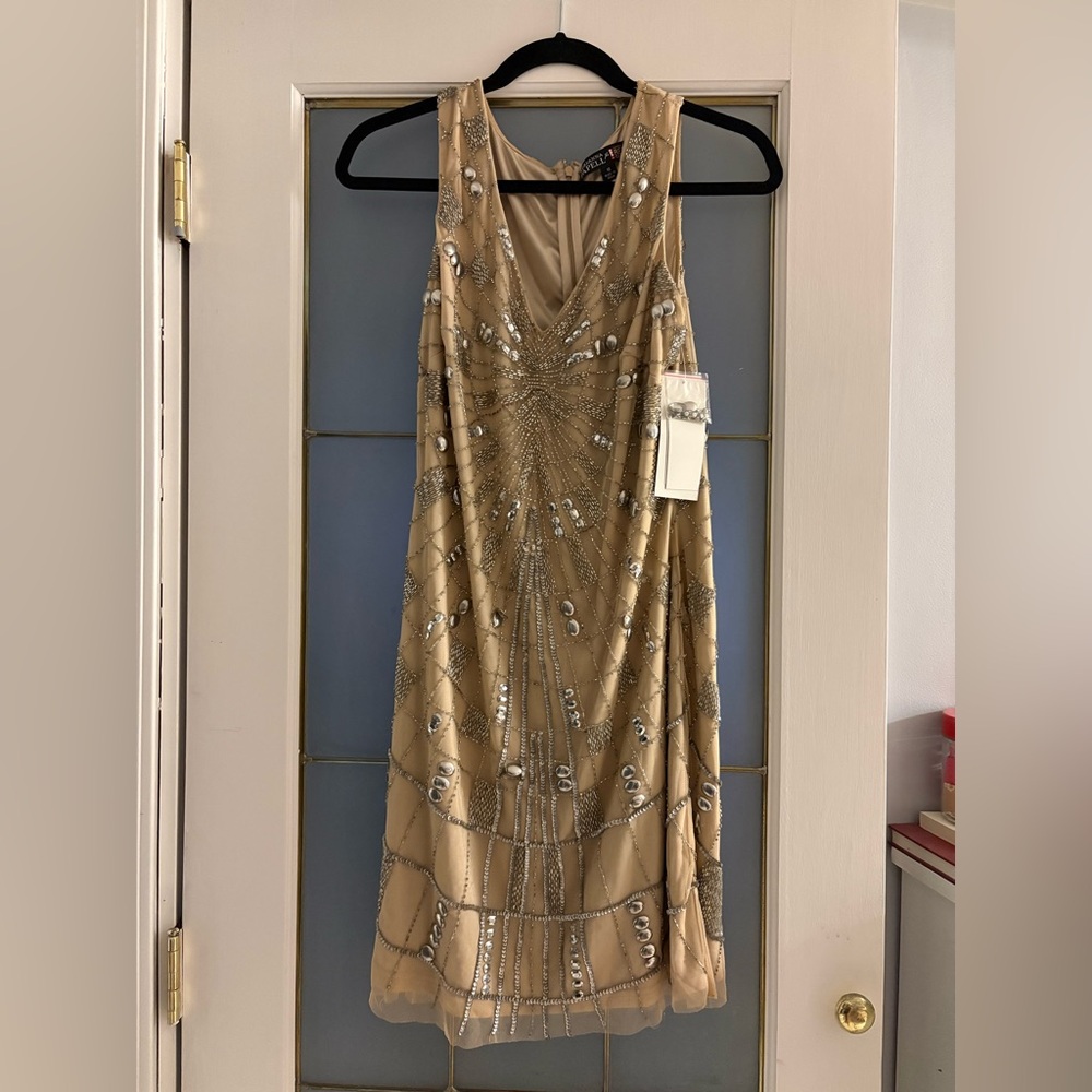 NWT Adrianna Papell Gold and Silver Sequin Mini Dress